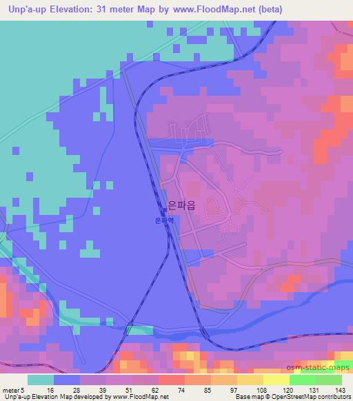 Unp'a-up,North Korea Elevation Map