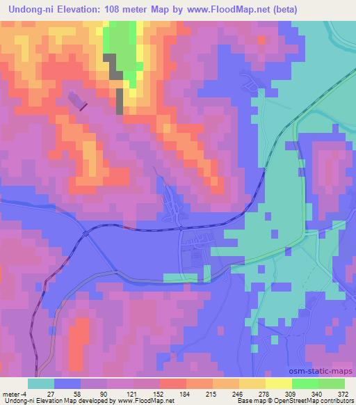 Undong-ni,North Korea Elevation Map