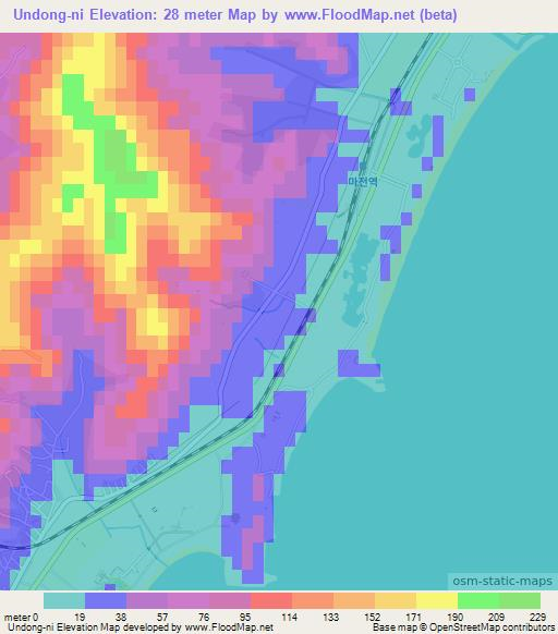 Undong-ni,North Korea Elevation Map