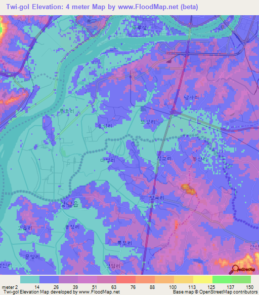 Twi-gol,North Korea Elevation Map