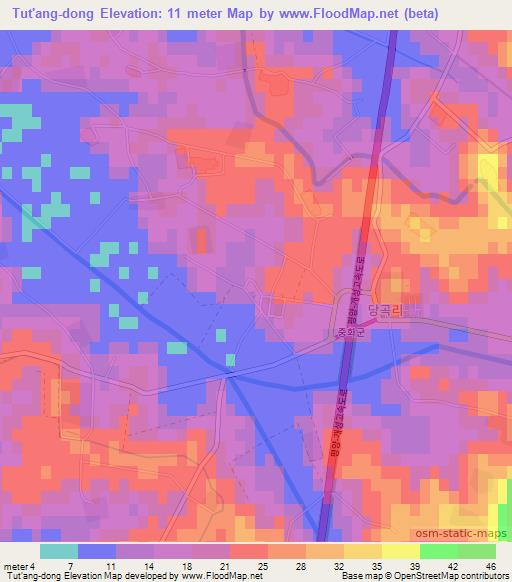 Tut'ang-dong,North Korea Elevation Map