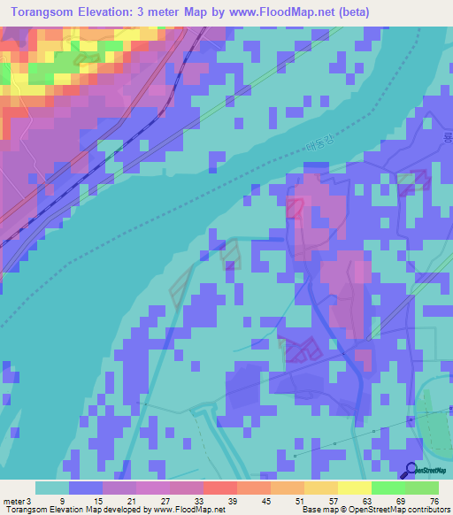 Torangsom,North Korea Elevation Map