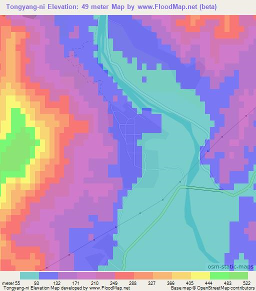 Tongyang-ni,North Korea Elevation Map