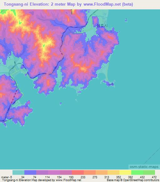 Tongsang-ni,North Korea Elevation Map