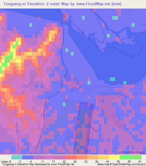 Tongsang-ni,North Korea Elevation Map