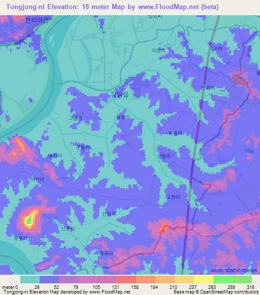 Tongjong-ni,North Korea Elevation Map