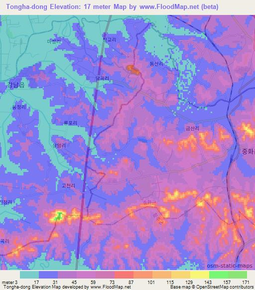 Tongha-dong,North Korea Elevation Map