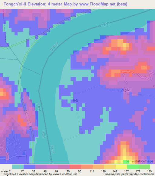 Tongch'ol-li,North Korea Elevation Map