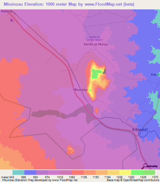 Mbuinzau,Kenya Elevation Map