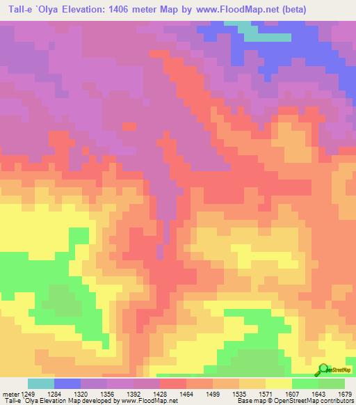 Tall-e `Olya,Iran Elevation Map