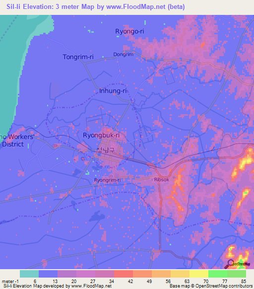Sil-li,North Korea Elevation Map