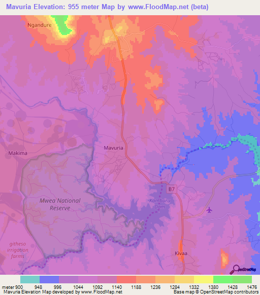 Mavuria,Kenya Elevation Map