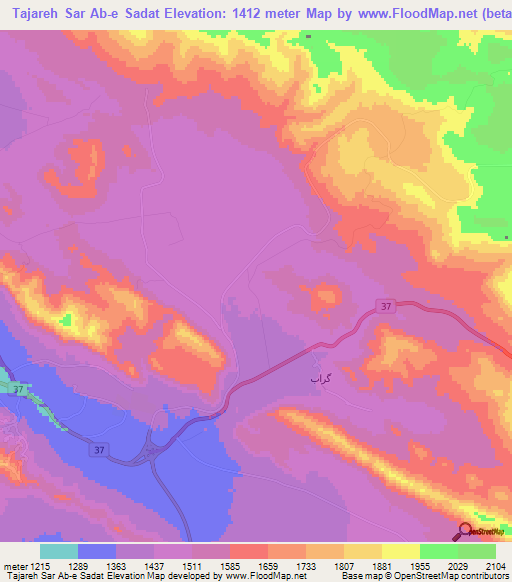 Tajareh Sar Ab-e Sadat,Iran Elevation Map