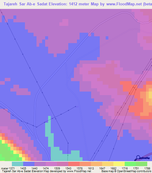 Tajareh Sar Ab-e Sadat,Iran Elevation Map