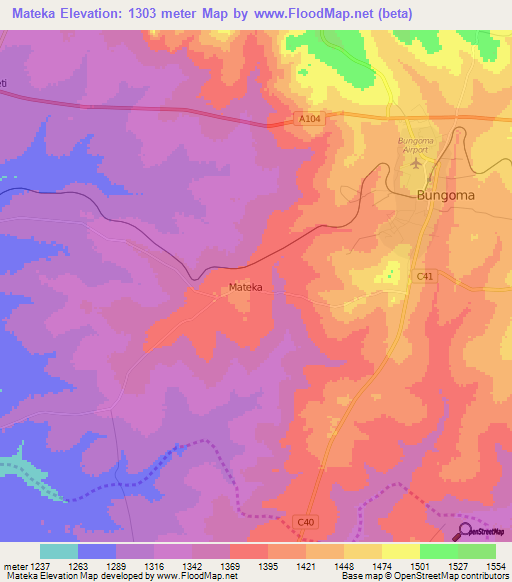 Mateka,Kenya Elevation Map