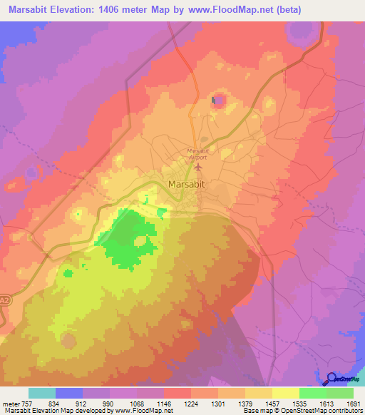Marsabit,Kenya Elevation Map