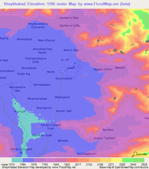 Sheykhabad,Iran Elevation Map
