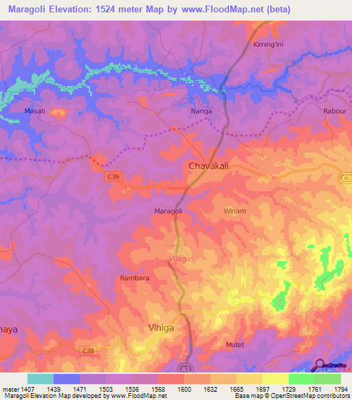 Maragoli,Kenya Elevation Map