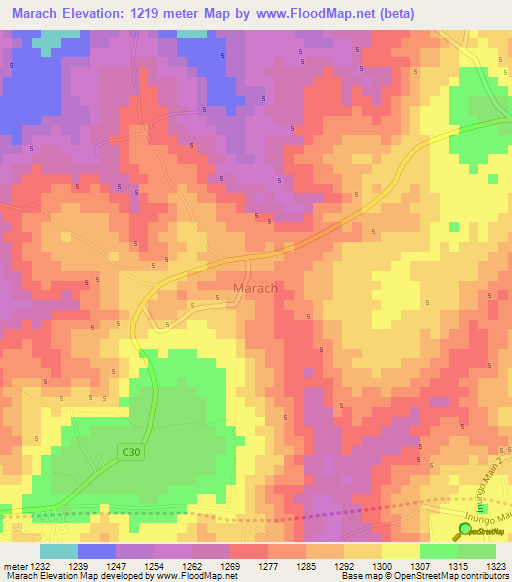 Marach,Kenya Elevation Map
