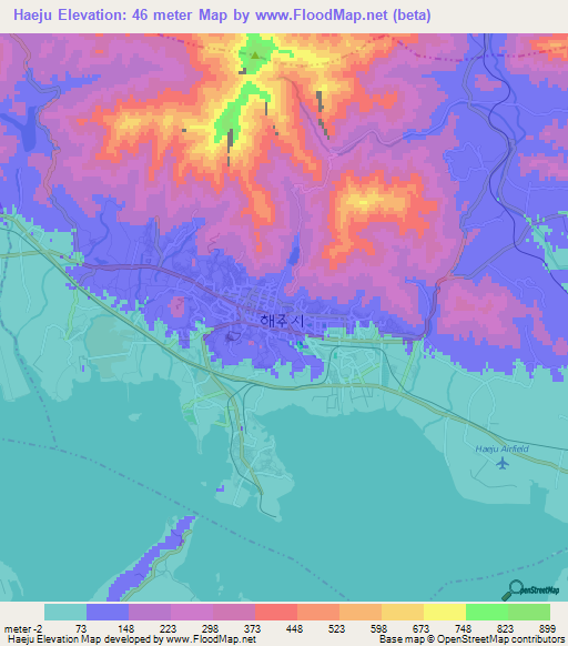 Haeju,North Korea Elevation Map