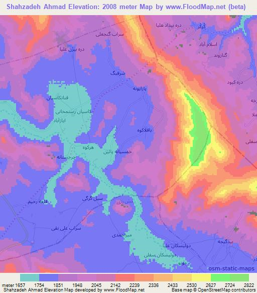 Shahzadeh Ahmad,Iran Elevation Map