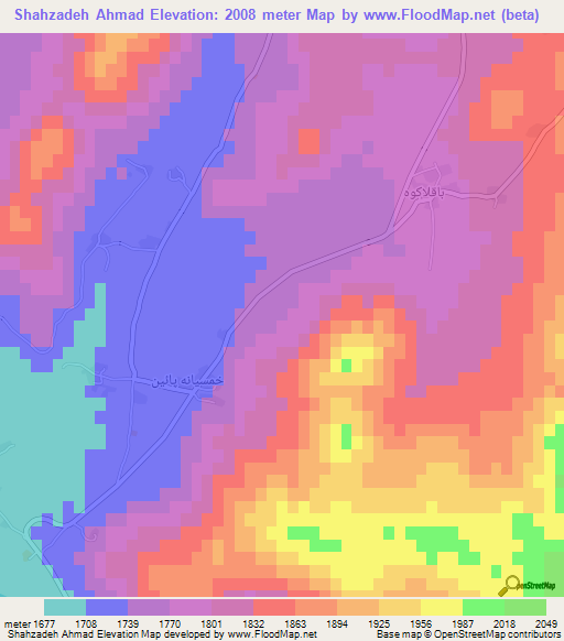 Shahzadeh Ahmad,Iran Elevation Map