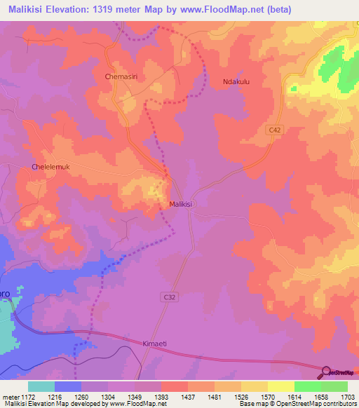 Malikisi,Kenya Elevation Map