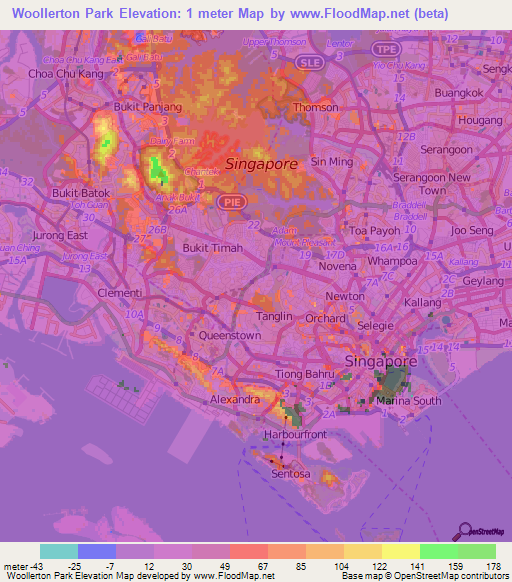 Woollerton Park,Singapore Elevation Map