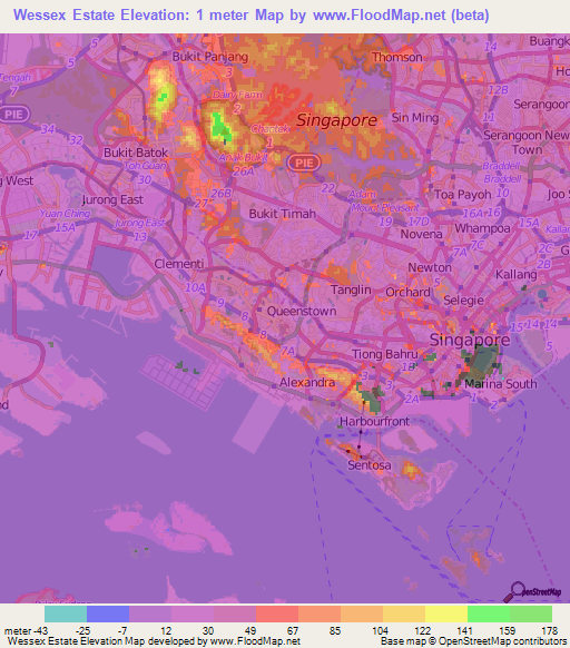Wessex Estate,Singapore Elevation Map