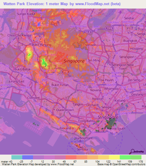 Watten Park,Singapore Elevation Map