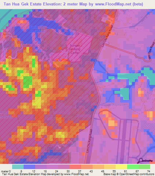 Tan Hua Gek Estate,Singapore Elevation Map