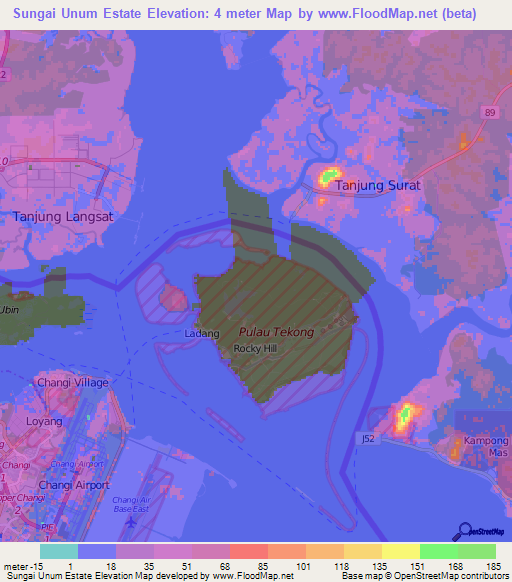 Sungai Unum Estate,Singapore Elevation Map
