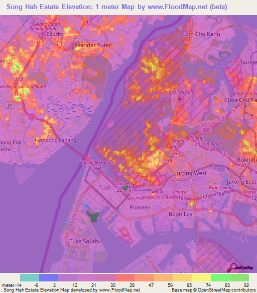 Song Hah Estate,Singapore Elevation Map