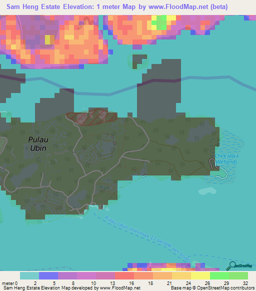 Sam Heng Estate,Singapore Elevation Map