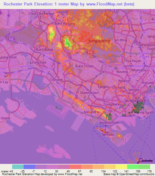 Rochester Park,Singapore Elevation Map