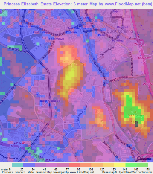 Princess Elizabeth Estate,Singapore Elevation Map