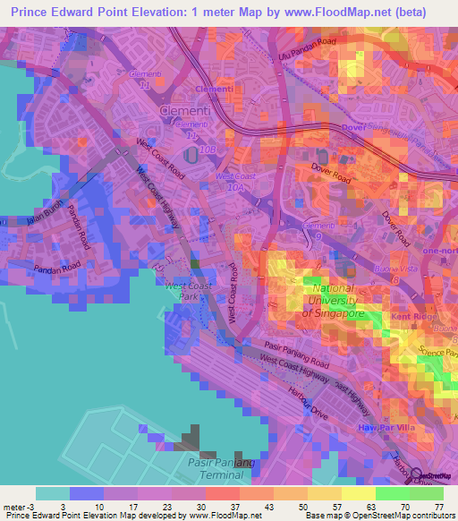 Prince Edward Point,Singapore Elevation Map