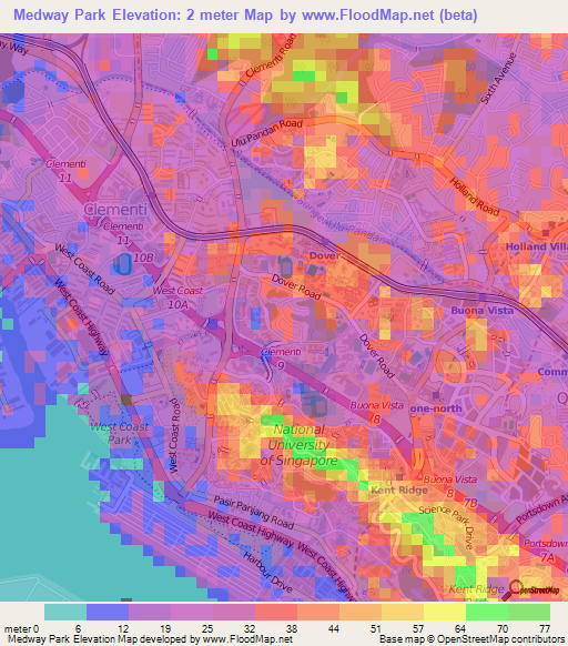 Medway Park,Singapore Elevation Map