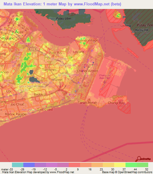 Mata Ikan,Singapore Elevation Map