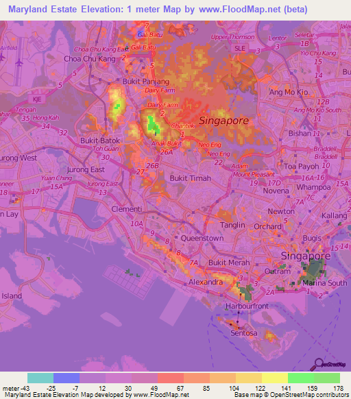 Maryland Estate,Singapore Elevation Map