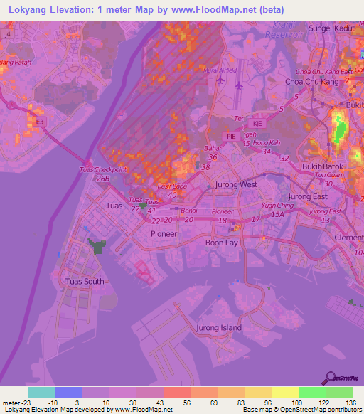 Lokyang,Singapore Elevation Map