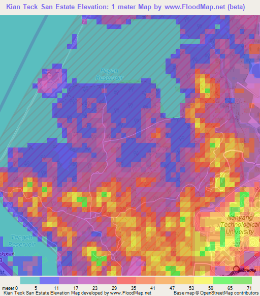 Kian Teck San Estate,Singapore Elevation Map
