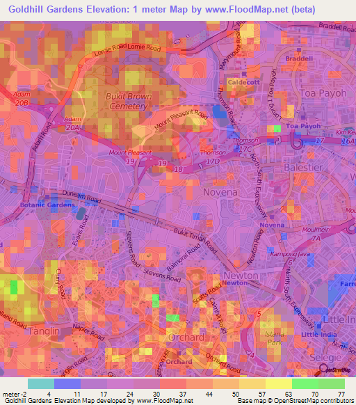 Goldhill Gardens,Singapore Elevation Map