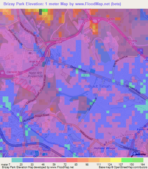 Brizay Park,Singapore Elevation Map
