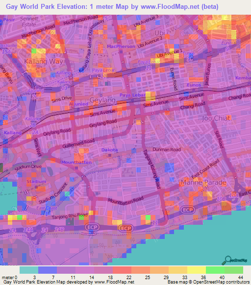 Gay World Park,Singapore Elevation Map