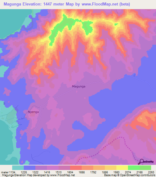 Magunga,Kenya Elevation Map