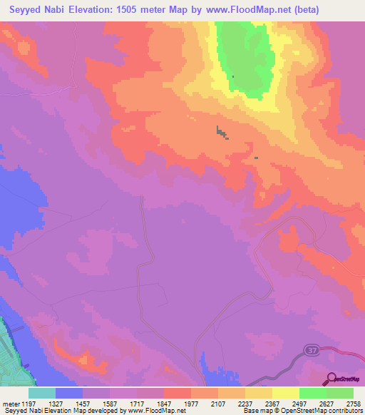 Seyyed Nabi,Iran Elevation Map