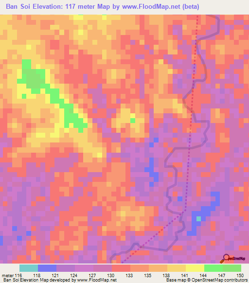 Ban Soi,Thailand Elevation Map