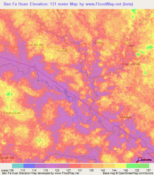 Ban Fa Huan,Thailand Elevation Map