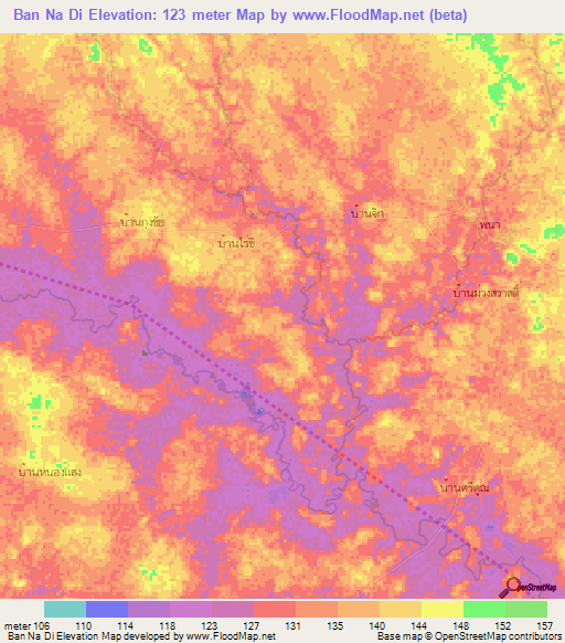 Ban Na Di,Thailand Elevation Map